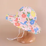 Kids Anti-UV Pink Cartoon Pattern Outdoor Beach Fisherman Hat