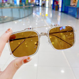 Kids Fashion Metal Frame Gradient Anti-UV Protection Square Sunglasses