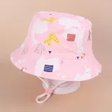 Kids Anti-UV Pink Cartoon Pattern Outdoor Beach Fisherman Hat