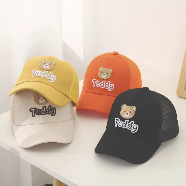 Kids Anti-UV Breathable Peaked Teddy Bear Outdoor Baseball Cap