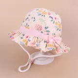Kids Anti-UV Daisy Flower Pattern Outdoor Beach Fisherman Hat