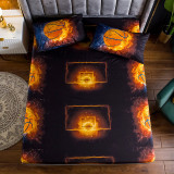 Kids Bedding Cartoon Football Fire Pattern Slogan Printed Fitted And Flat Sheet With Pillowcases