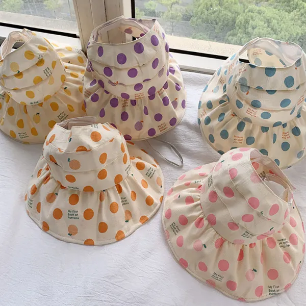Kids Anti-UV Cartoon Polka Dots Outdoor Beach Sunhat