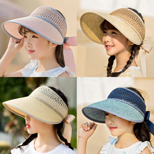 Kids Anti-UV Empty Top Peaked Cap Outdoor Straw Hat