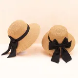 Mommy and Me Anti-UV Lace Wide Brim Outdoor Beach Straw Sunhat