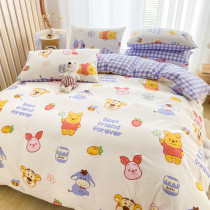 Kids 4PCS Bedding Cartoon Bear Theme Pattern Duvet Quilt Cover Set