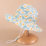 Kids Anti-UV Daisy Flower Pattern Outdoor Beach Fisherman Hat