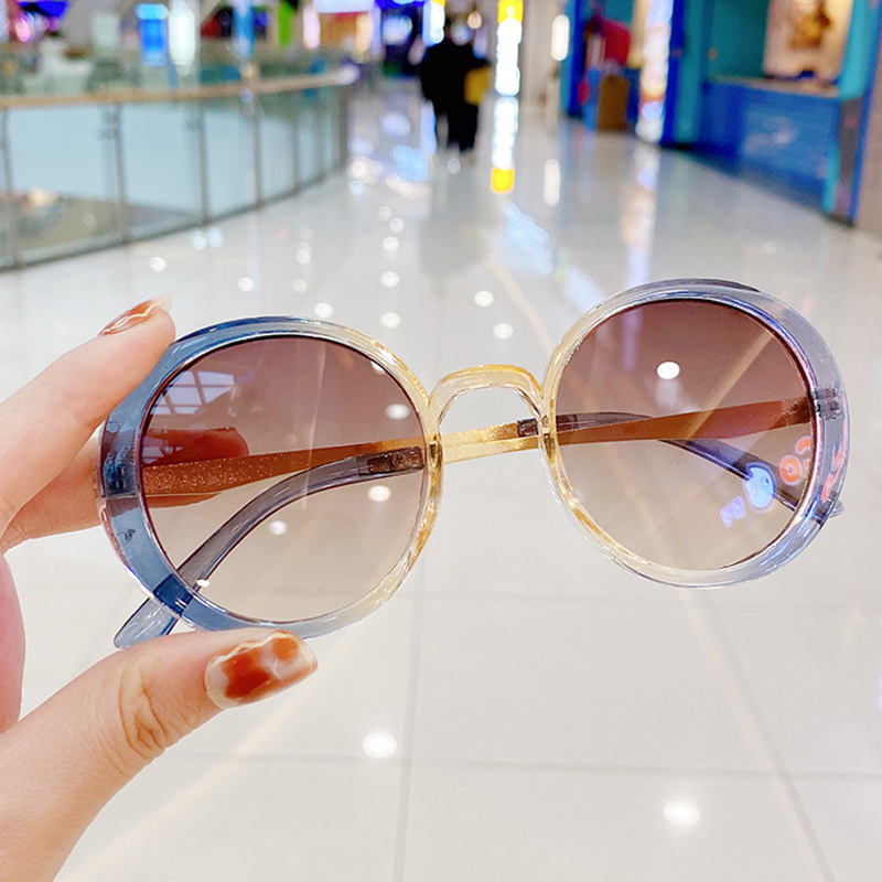 Kids Fashion Metal Frame Gradient Anti-UV Protection Round Sunglasses