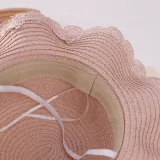 Kids Lace Bow Wide Brim Straw Beach Sunhat With Bucket Bag Set