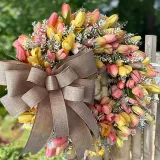 Rose Tulip Butterfly Wreath Front Door Pendant Spring Mother's Day Home Decor