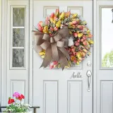 Rose Tulip Butterfly Wreath Front Door Pendant Spring Mother's Day Home Decor