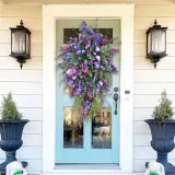 Rose Tulip Butterfly Wreath Front Door Pendant Spring Mother's Day Home Decor