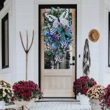 Rose Tulip Butterfly Wreath Front Door Pendant Spring Mother's Day Home Decor