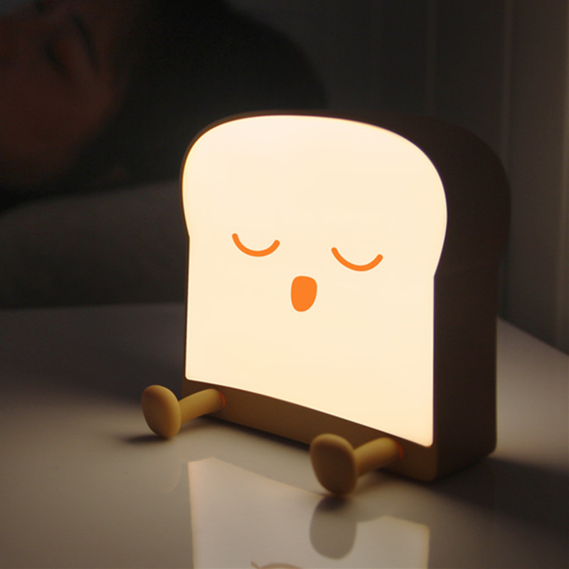 USB Toast Bread Night Light Timing Light Single and Double Side Luminous Bedside Light