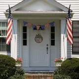 Holiday Interchangeable Seasonal Welcome Sign Round Wood Wreaths Hanging Door Wall Decoration