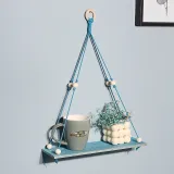 Handmade Wooden Board Rope Hook Storage Tapestry Wall Decoration Flower Basket Bracket
