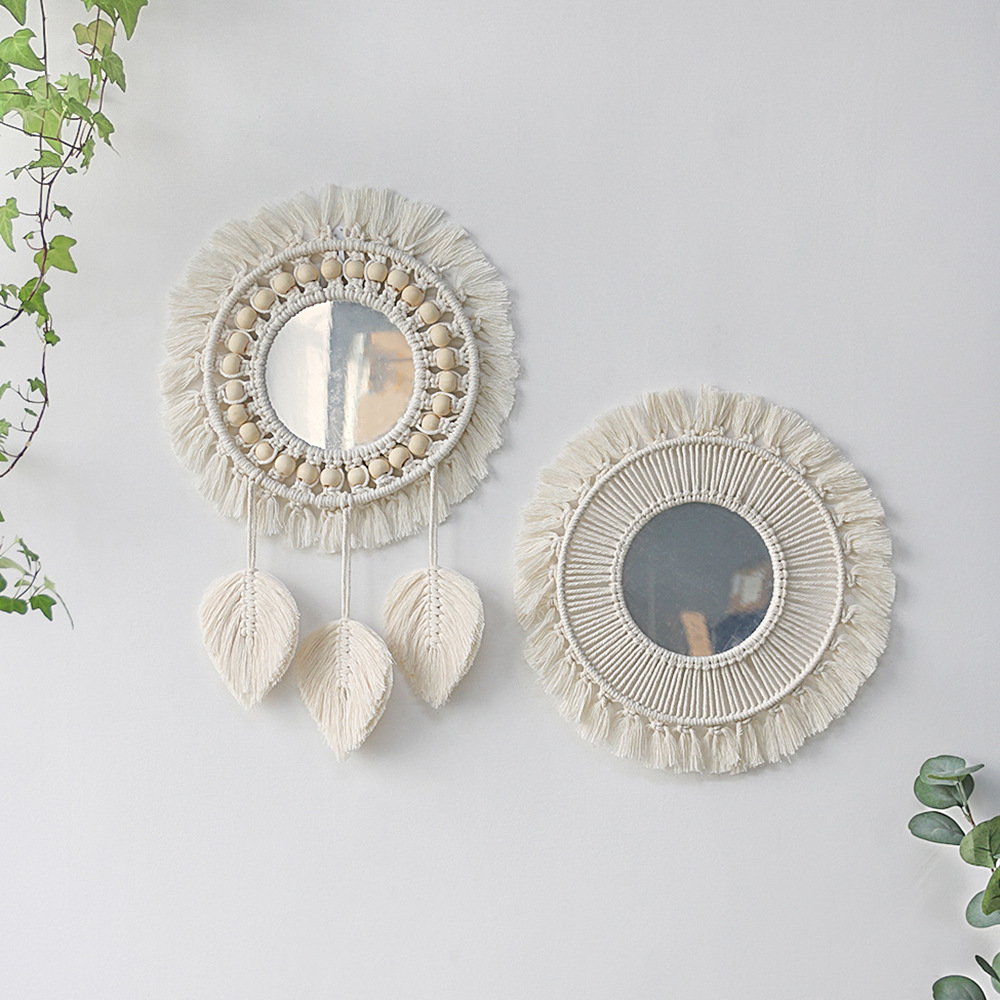 Nordic Mirror Decoration Woven Handmade Cotton Tapestry Mirror Bedroom