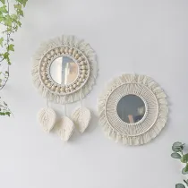 Nordic Mirror Decoration Woven Handmade Cotton Tapestry Mirror Bedroom