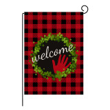 Home Garden Welcome White and Black Plaids Flowers Flag Garden Decoration