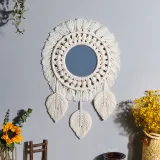 Nordic Mirror Decoration Woven Handmade Cotton Tapestry Mirror Bedroom