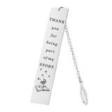 Inspirational Bookmark with Chain Thank You For Being Part Of My Story Stainless Steel Feather Pendant Gift