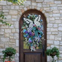Rose Tulip Butterfly Wreath Front Door Pendant Spring Mother's Day Home Decor