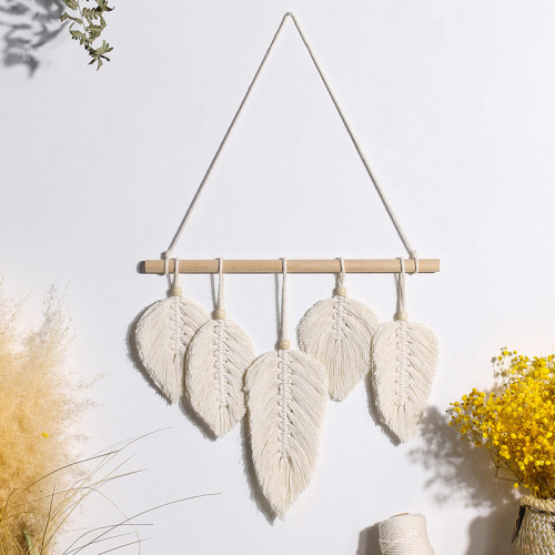 Leaf Woven Cotton Tapestry Wall Decoration