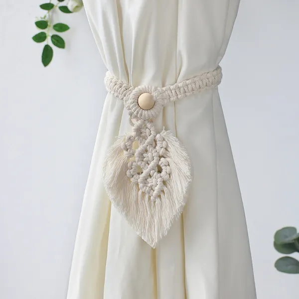 Woven Pastoral Thick Lanyard Curtain Buckle Leaf Curtain Strap Rope Tie