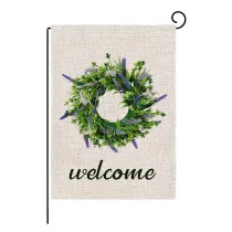 Home Garden Welcome Flowers Wreath Flag Garden Decoration