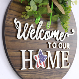 Holiday Interchangeable Seasonal Welcome Sign Round Wood Wreaths Hanging Door Wall Decoration