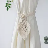 Woven Pastoral Thick Lanyard Curtain Buckle Leaf Curtain Strap Rope Tie