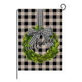 Home Garden Welcome White and Black Plaids Flowers Flag Garden Decoration