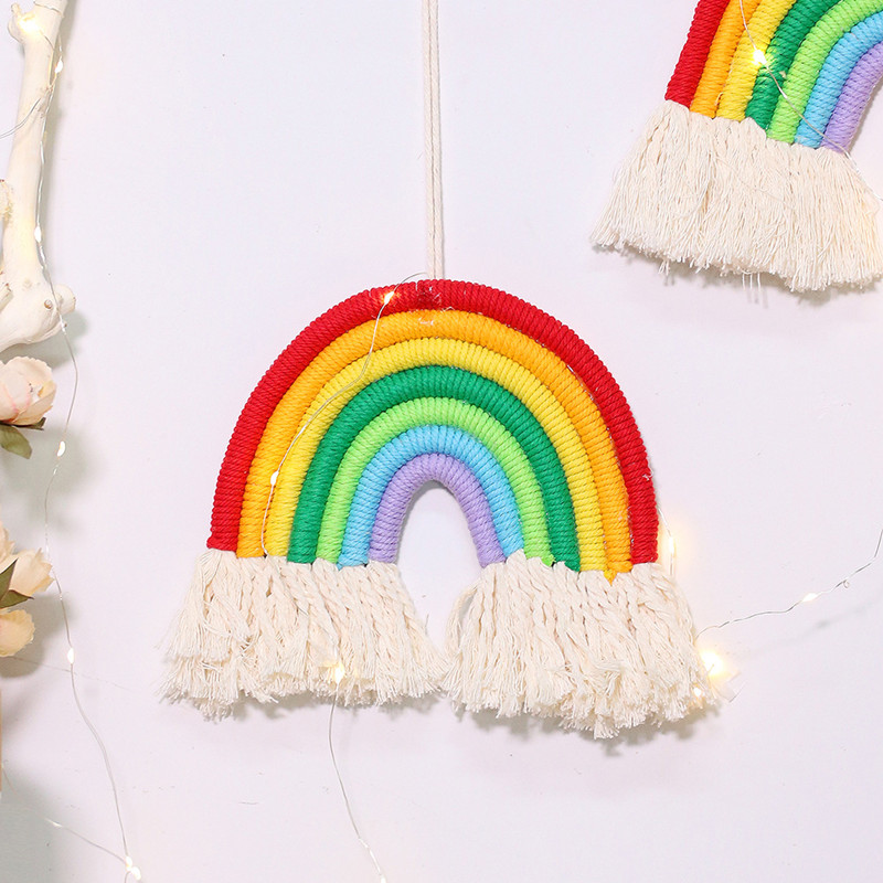 Colorful Rainbow Home Decoration Handmade Cotton Woven Wall Hanging