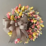 Rose Tulip Butterfly Wreath Front Door Pendant Spring Mother's Day Home Decor