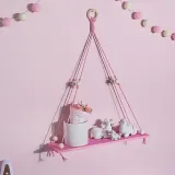 Handmade Wooden Board Rope Hook Storage Tapestry Wall Decoration Flower Basket Bracket