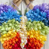 Rose Tulip Butterfly Wreath Front Door Pendant Spring Mother's Day Home Decor