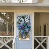 Rose Tulip Butterfly Wreath Front Door Pendant Spring Mother's Day Home Decor