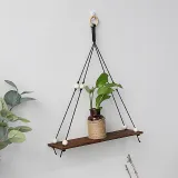 Handmade Black Wooden Board Rope Storage Tapestry Wall Decoration Flower Basket Bracket