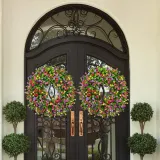 Rose Tulip Butterfly Wreath Front Door Pendant Spring Mother's Day Home Decor