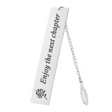 Inspirational Bookmark with Chain On To The Next Chapter Stainless Steel Feather Pendant Gift