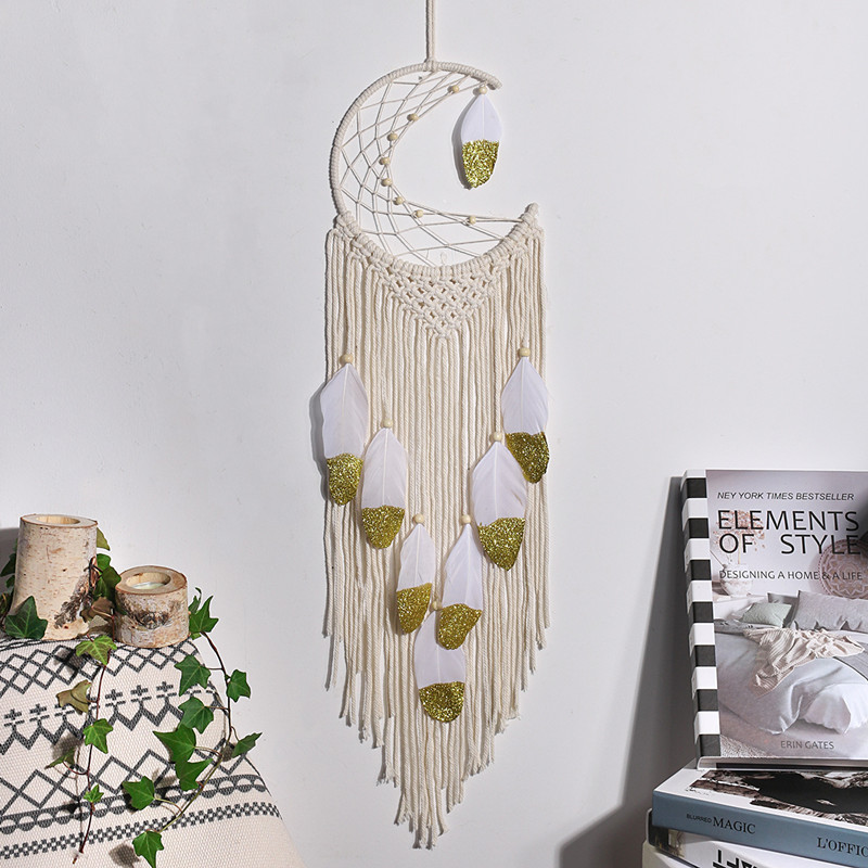 Hand-Woven Tapestry Moon Leaf Tassel Home Decoration Creative Pendant