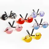 Pet Sunglasses Round Metal Frame With Anti-Slip Strap For Dog Cat