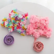 Pet Flower Vest Dog Cat Petal Clothes With Harness and Leash