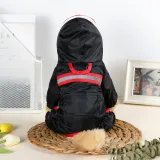 Dog Raincoats Hood Poncho Reflective Strap Pocket Jacket with Leash Hole