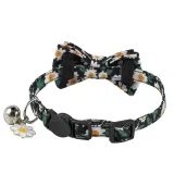 Flowers Bowknot Bell Double Bow Removable Safety Clasp Pet Supplies Cat Collar
