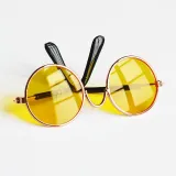 Pet Sunglasses Round Metal Frame With Anti-Slip Strap For Dog Cat