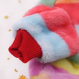 Pet Rainbow Flannel Pajamas 4 Leg Dog Clothes Winter Warm Onesies Jumpsuit Hoodie