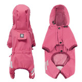 Waterproof Puppy Dog Raincoats with Reflective Strap Jacket with Leash Hole