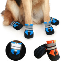 Dog Boots Waterproof Shoes 4PCS with Reflective Strips Rugged Anti-Slip Sole
