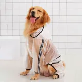Dog Transparency Waterproof Raincoats Hood Poncho Jacket With Leash Hole